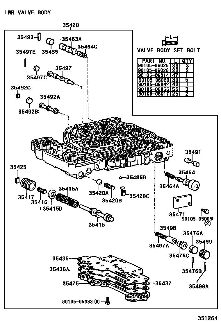 Toyota HILUX 阀体和滤油网(ATM) EPC diagram — 351264