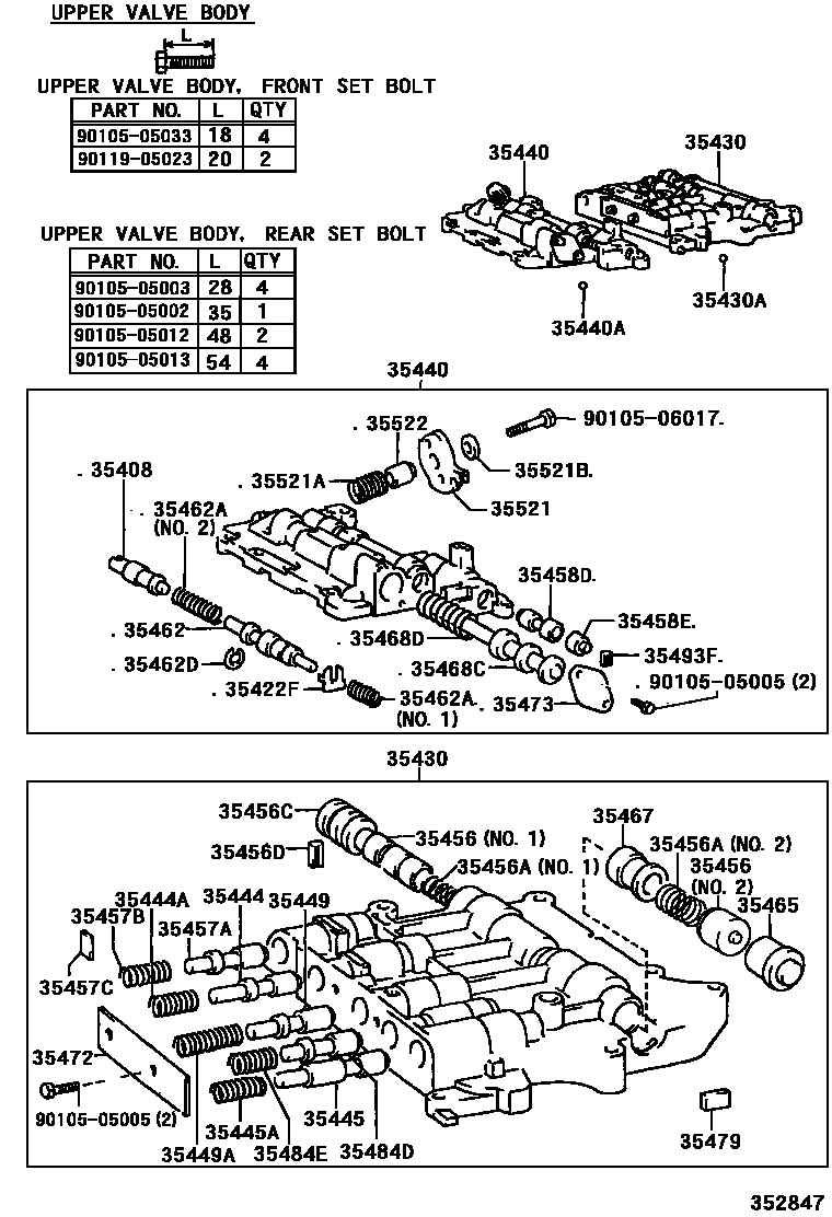 Toyota HILUX 阀体和滤油网(ATM) EPC diagram — 352847