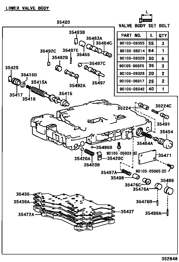 Toyota HILUX 阀体和滤油网(ATM) EPC diagram — 352848