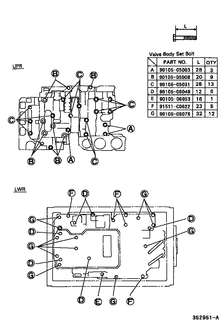 Toyota HILUX 阀体和滤油网(ATM) EPC diagram — 352951A