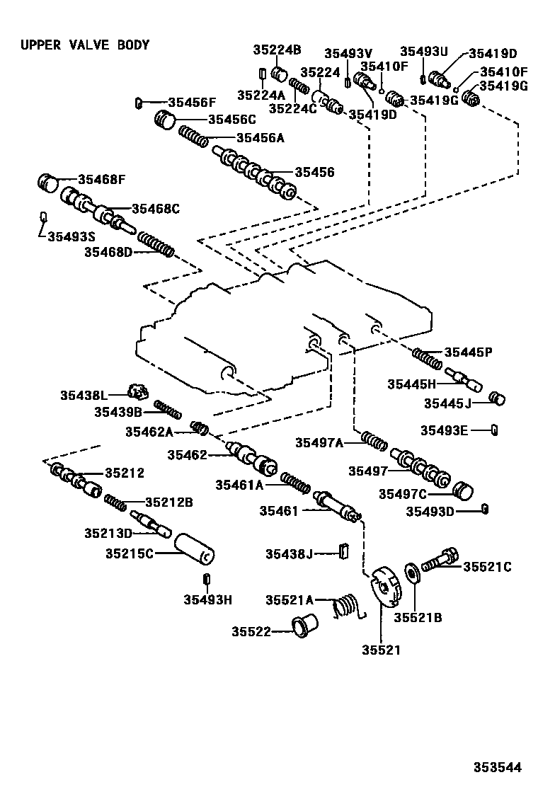 Toyota HILUX 阀体和滤油网(ATM) EPC diagram — 353544