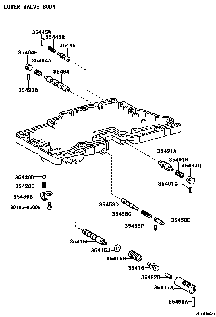 Toyota HILUX 阀体和滤油网(ATM) EPC diagram — 353545