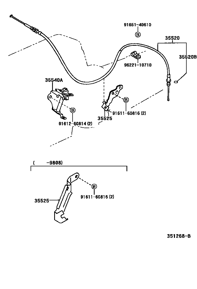 Toyota HILUX 节气阀连杆和阀杆(ATM) EPC diagram — 351268B