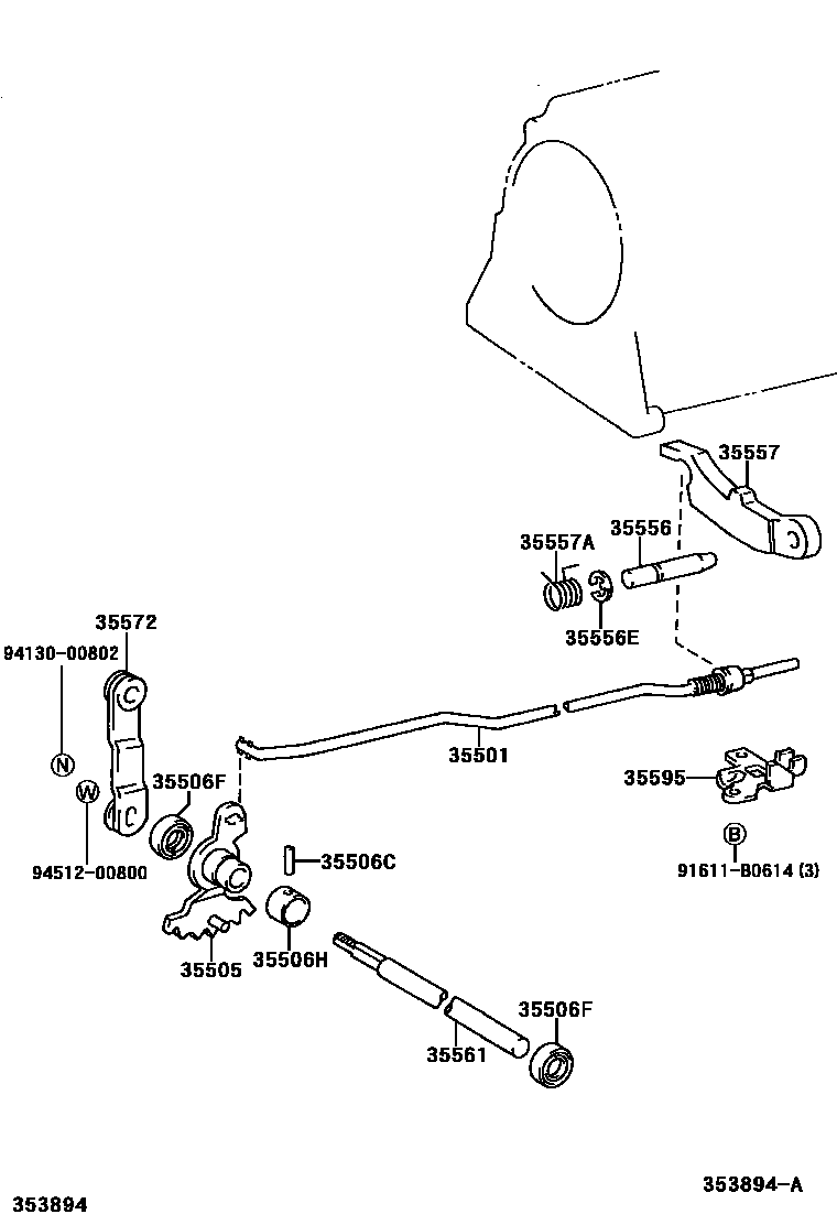 Toyota HILUX 节气阀连杆和阀杆(ATM) EPC diagram — 353894A