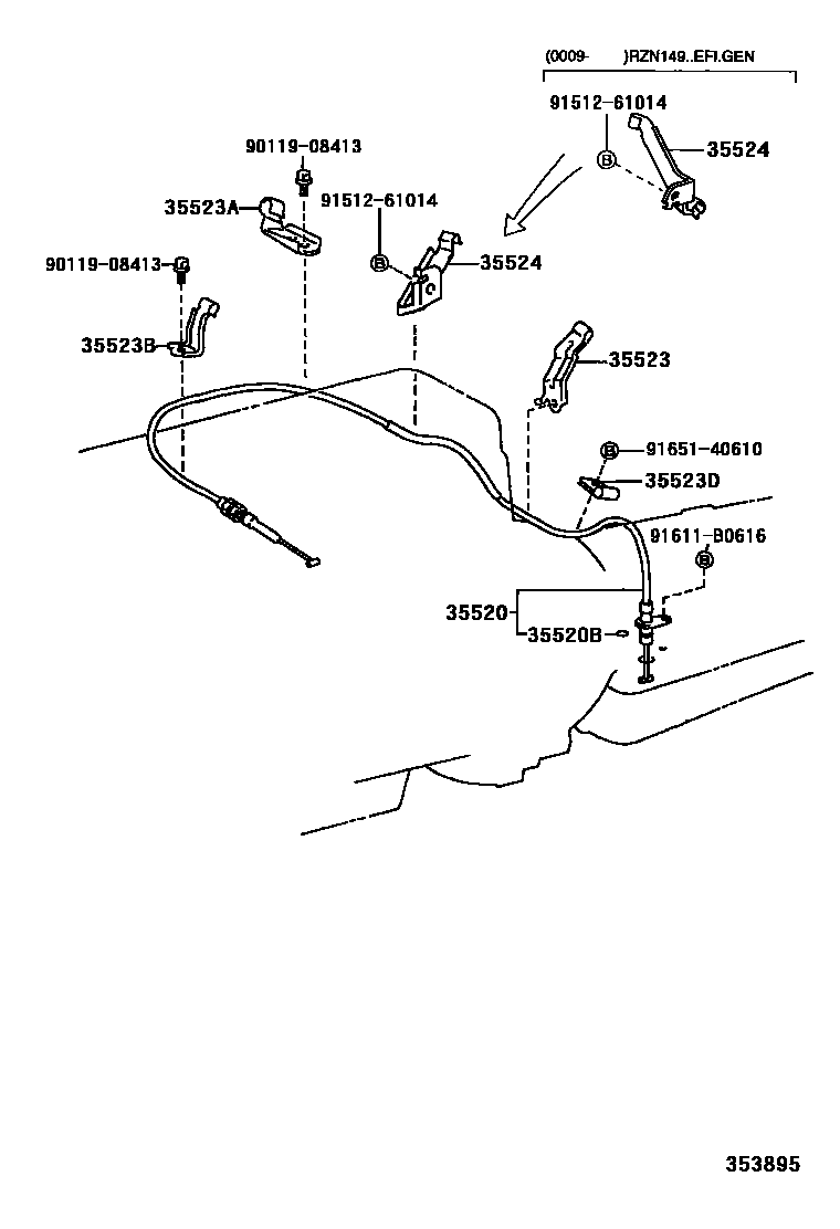 Toyota HILUX 节气阀连杆和阀杆(ATM) EPC diagram — 353895