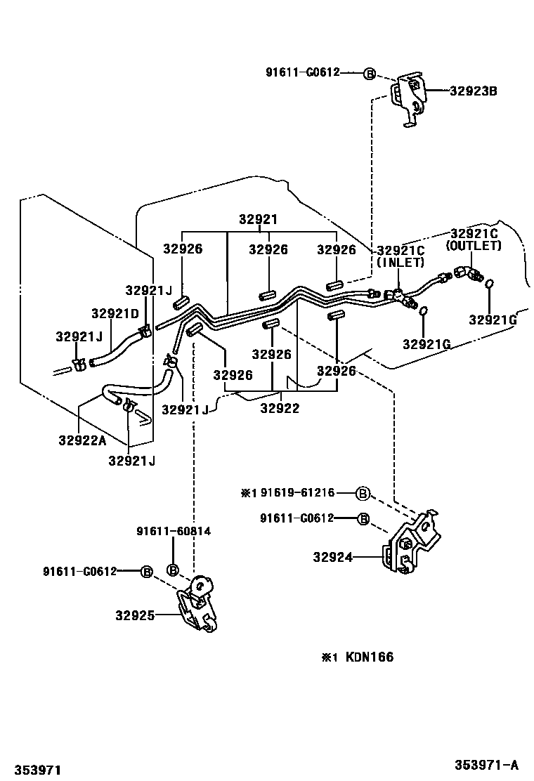 Toyota HILUX 变速器油冷却器和配管(ATM) EPC diagram — 353971A