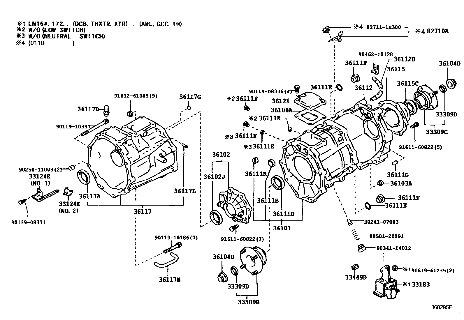 Toyota HILUX Transfer Case & Extension Housing EPC diagram — 360295E