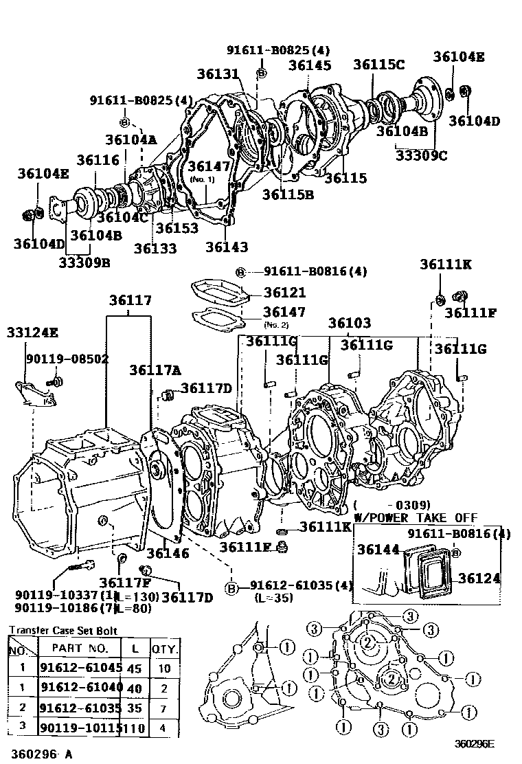 Toyota HILUX Transfer Case & Extension Housing EPC diagram — 360296E