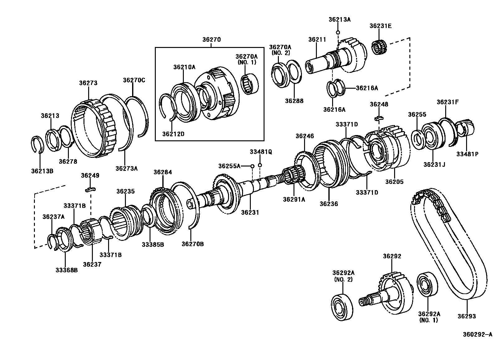 Toyota HILUX Transfer Gear EPC diagram — 360292A