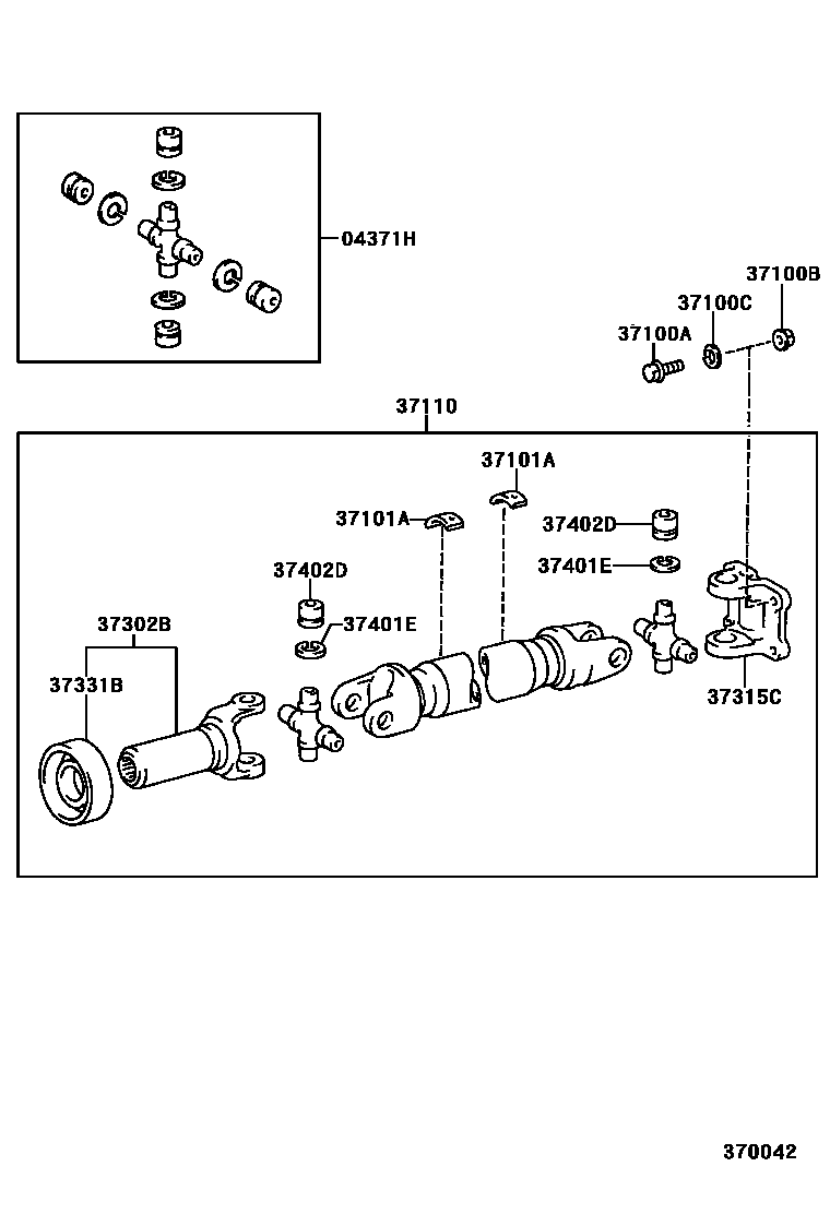 Toyota HILUX Propeller Shaft & Universal Joint EPC diagram — 370042
