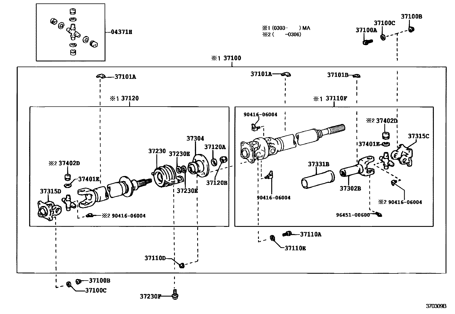 Toyota HILUX Propeller Shaft & Universal Joint EPC diagram — 370309B