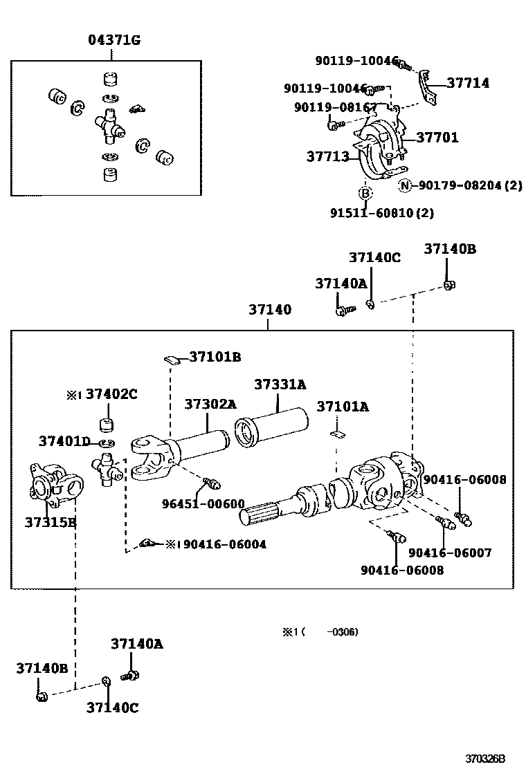 Toyota HILUX Propeller Shaft & Universal Joint EPC diagram — 370326B