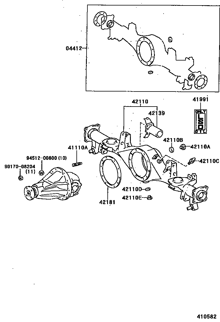 Toyota HILUX 后桥壳和差速器 EPC diagram — 410582