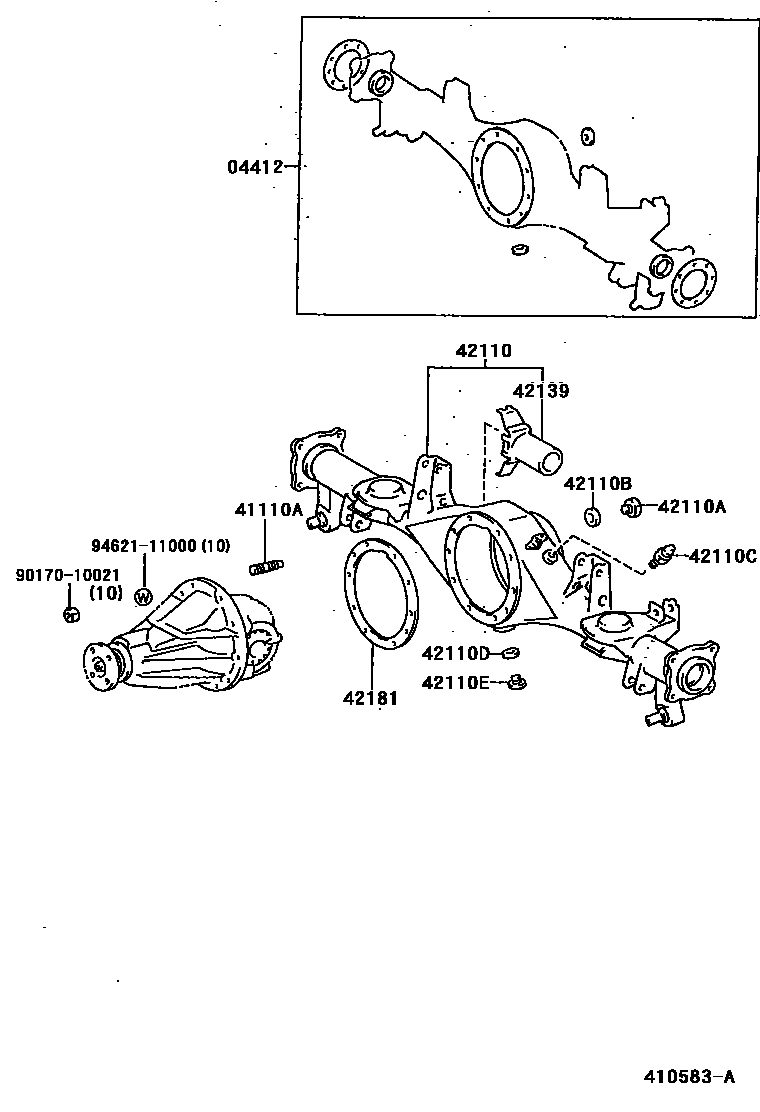 Toyota HILUX 后桥壳和差速器 EPC diagram — 410583A