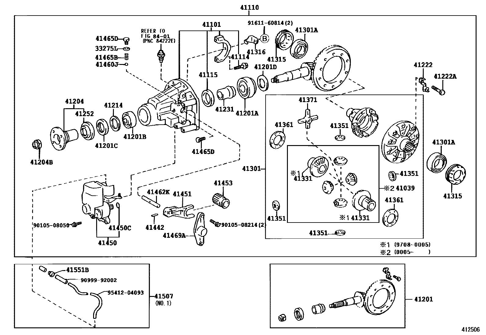 Toyota HILUX 后桥壳和差速器 EPC diagram — 412506