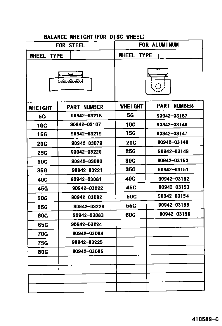 Toyota HILUX 车轮和车轮盖 EPC diagram — 410589C