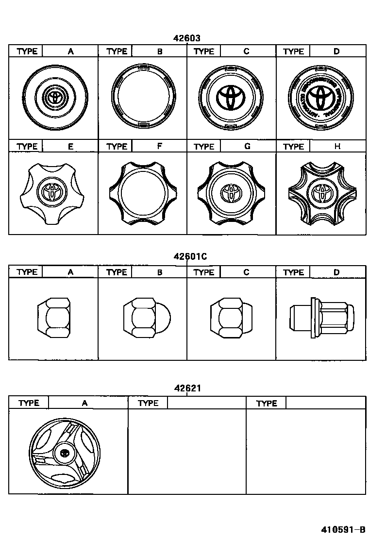 Toyota HILUX 车轮和车轮盖 EPC diagram — 410591B