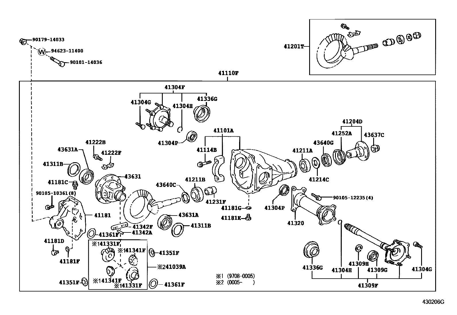 Toyota HILUX 前桥壳和差速器 EPC diagram — 430206G