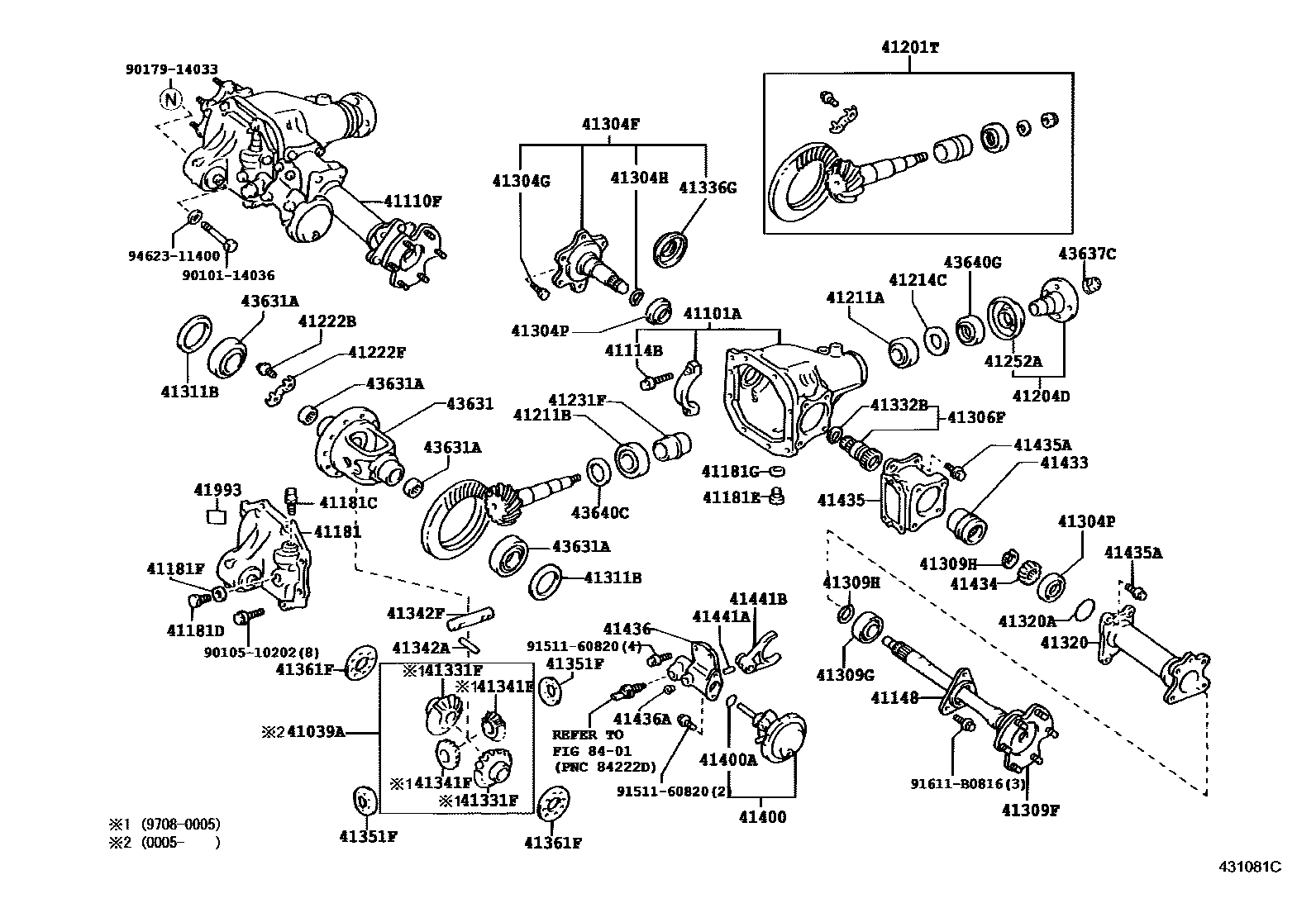 Toyota HILUX 前桥壳和差速器 EPC diagram — 431081C