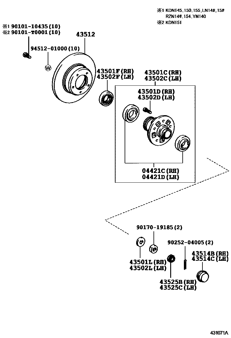 Toyota HILUX Front Axle Hub EPC diagram — 431071A