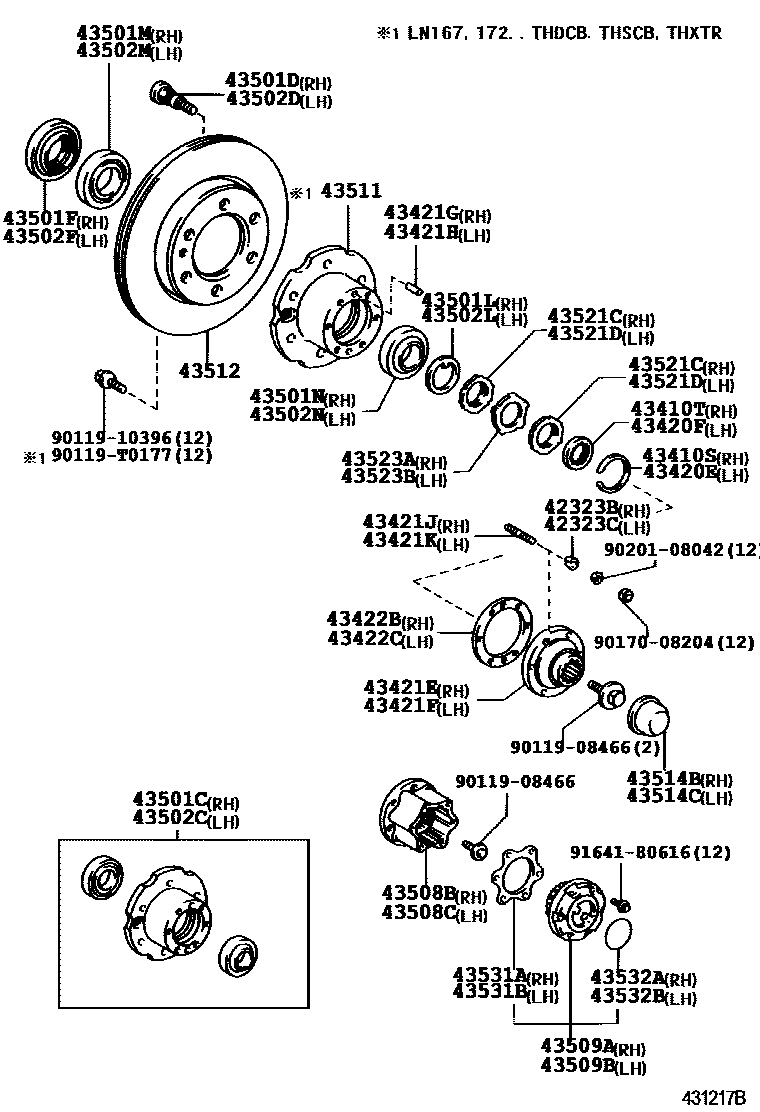 Toyota HILUX Front Axle Hub EPC diagram — 431217B
