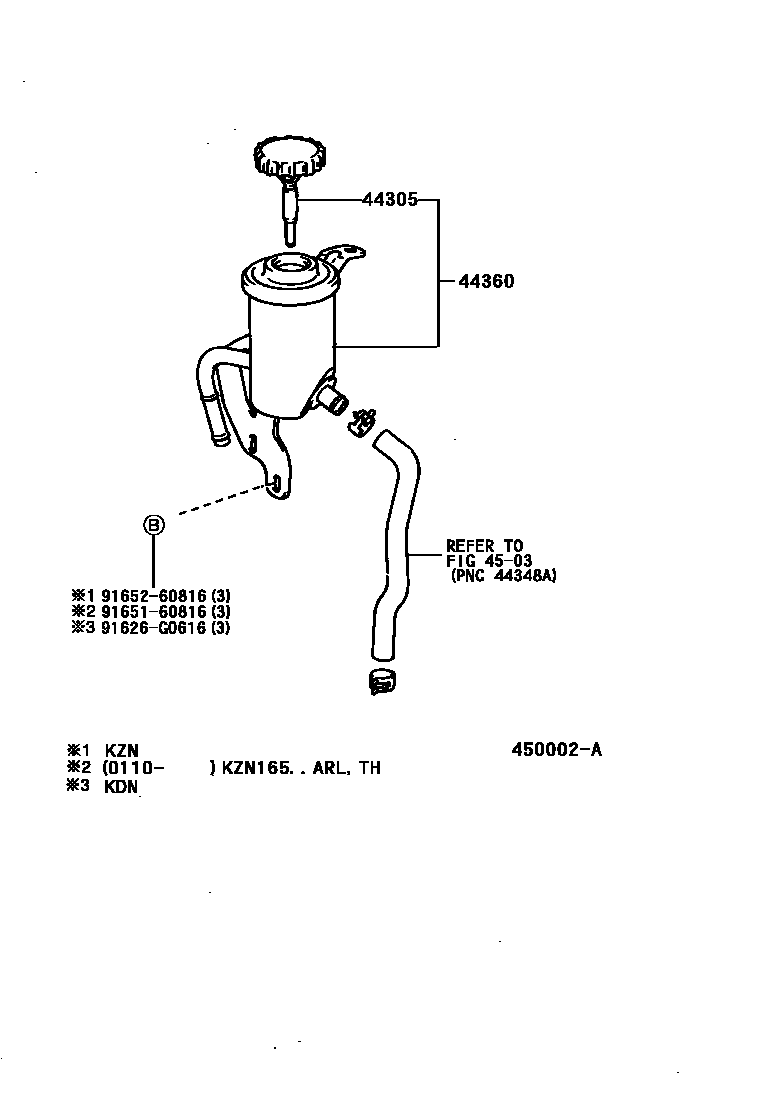 Toyota HILUX 叶片泵和储油罐(动力转向) EPC diagram — 450002A