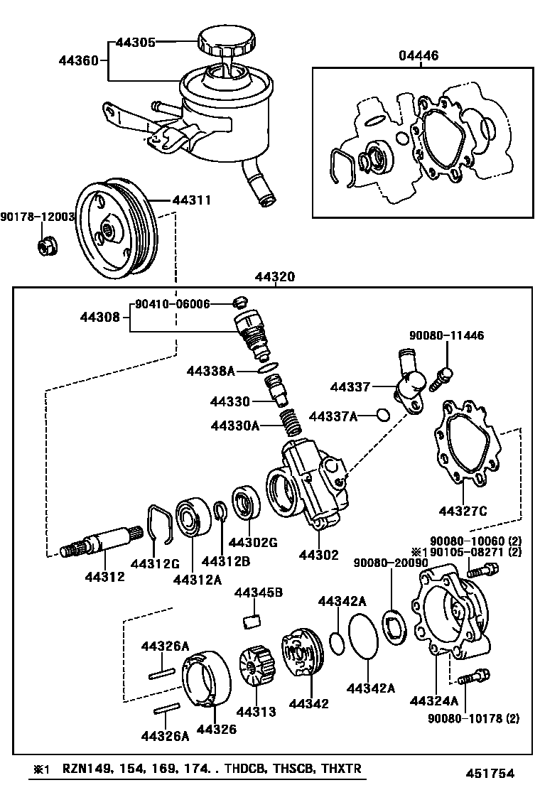 Toyota HILUX 叶片泵和储油罐(动力转向) EPC diagram — 451754