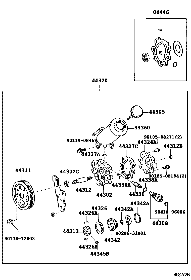 Toyota HILUX 叶片泵和储油罐(动力转向) EPC diagram — 453272B