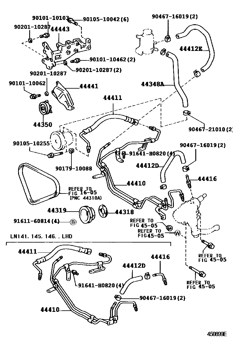 Toyota HILUX 动力转向配管 EPC diagram — 450899E