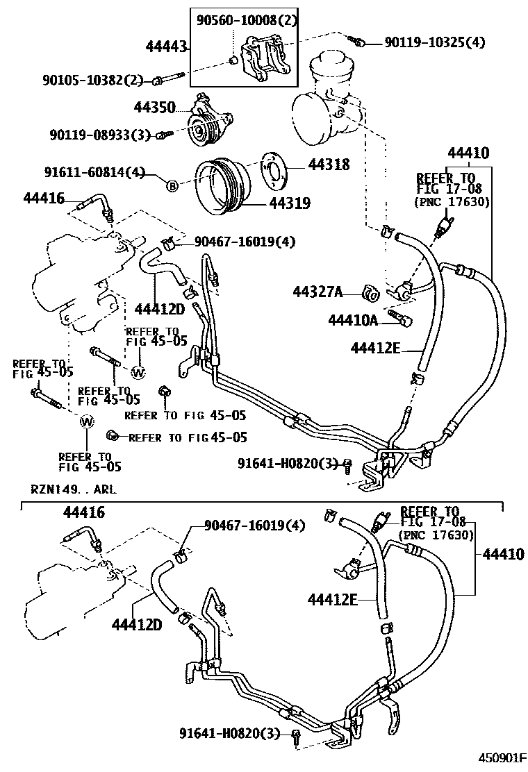 Toyota HILUX 动力转向配管 EPC diagram — 450901F