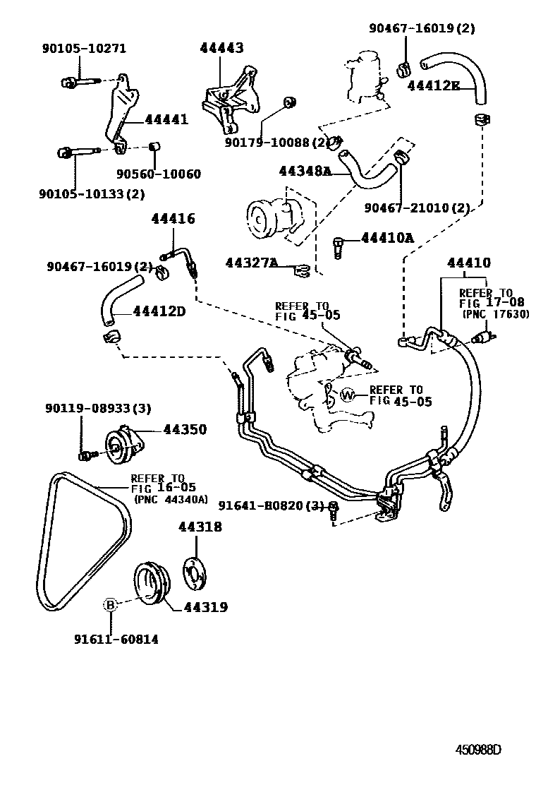 Toyota HILUX 动力转向配管 EPC diagram — 450988D