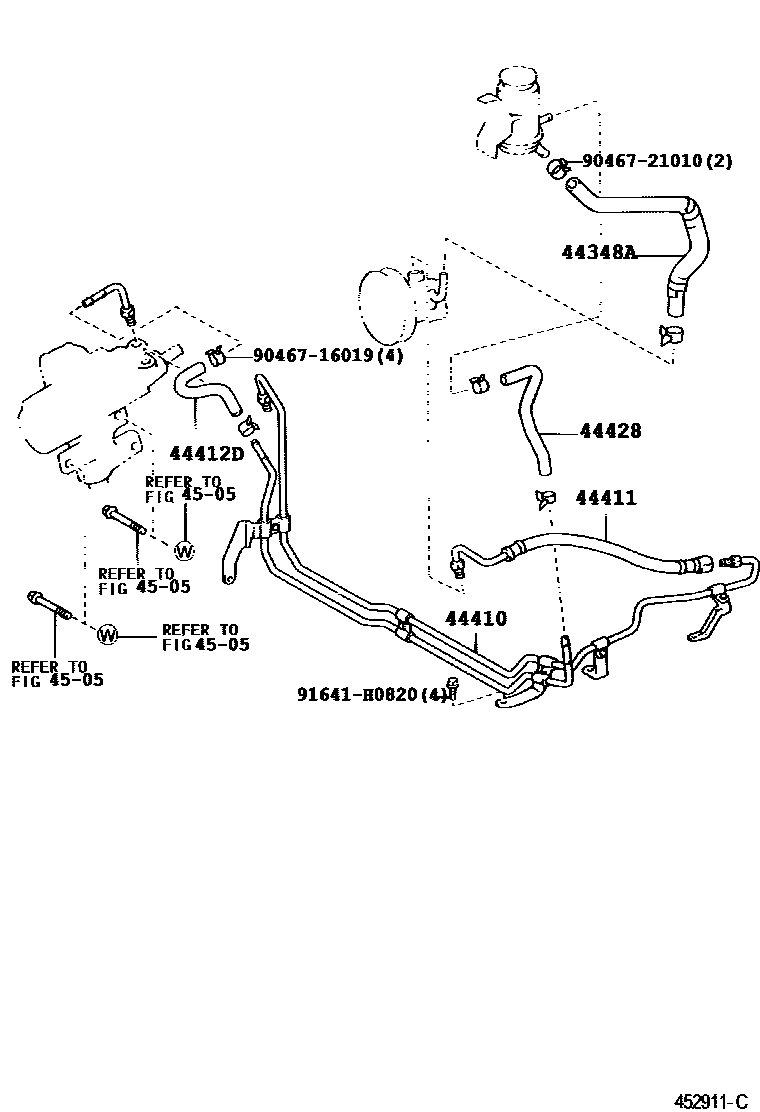 Toyota HILUX 动力转向配管 EPC diagram — 452911C