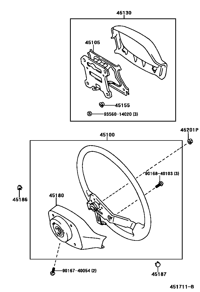 Toyota HILUX Steering Wheel EPC diagram — 451711B