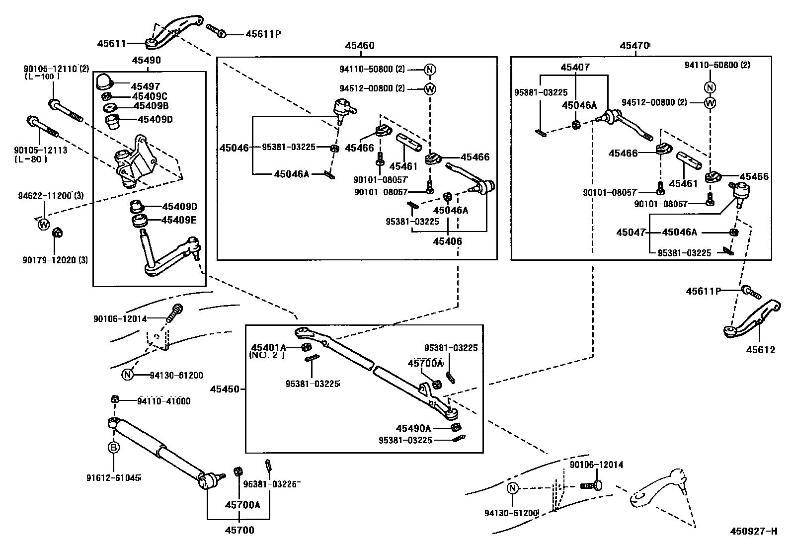 Toyota HILUX 前转向齿轮和连杆 EPC diagram — 450927H