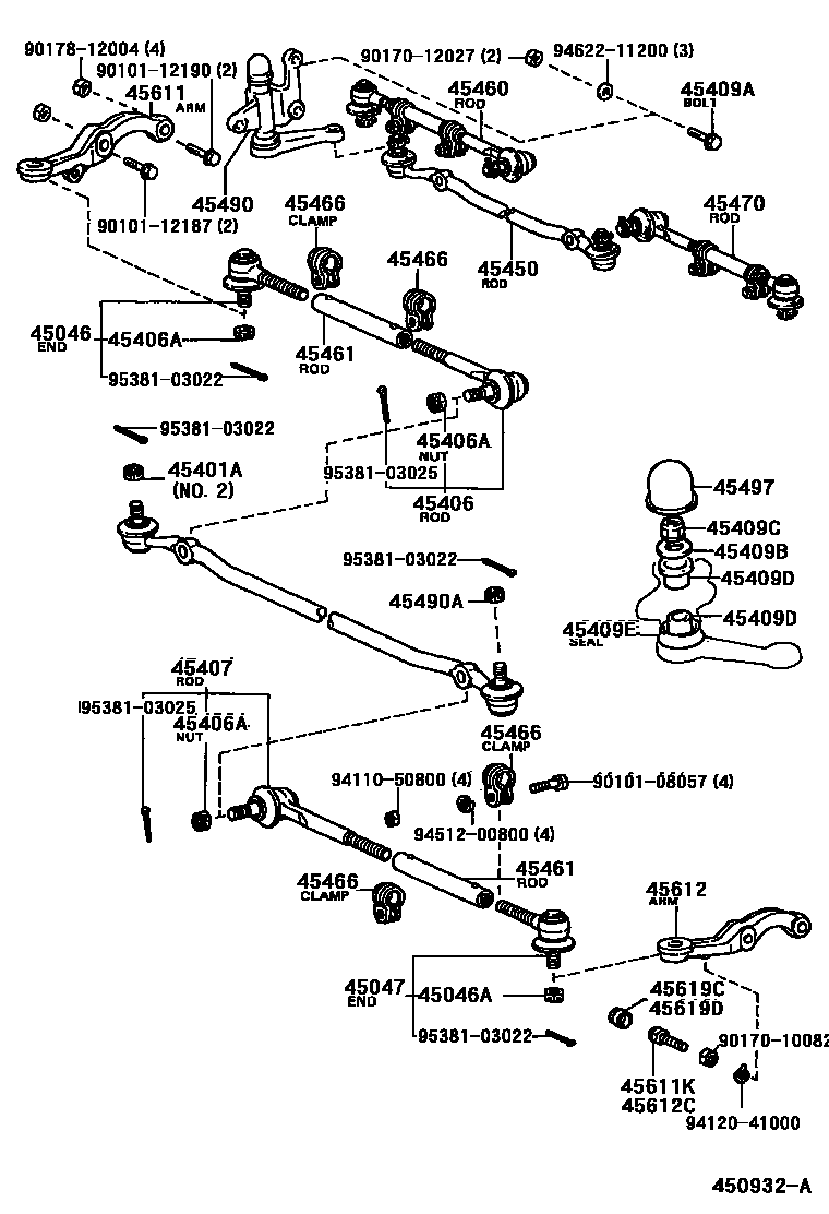 Toyota HILUX 前转向齿轮和连杆 EPC diagram — 450932A