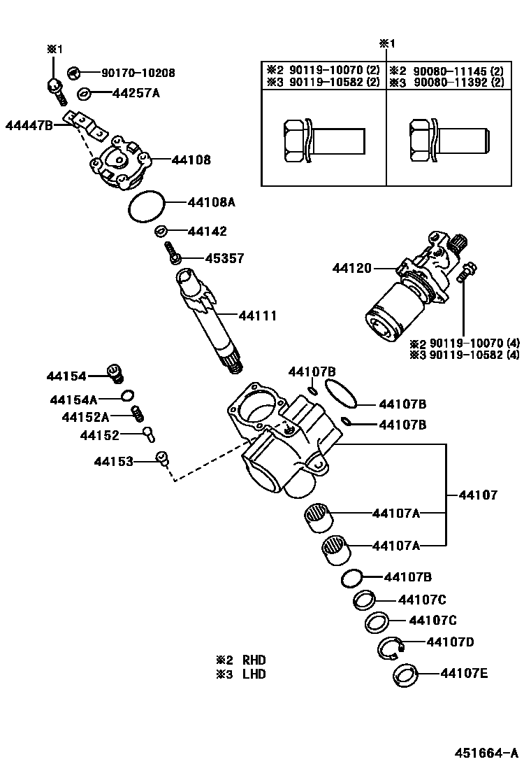 Toyota HILUX 前转向齿轮和连杆 EPC diagram — 451664A