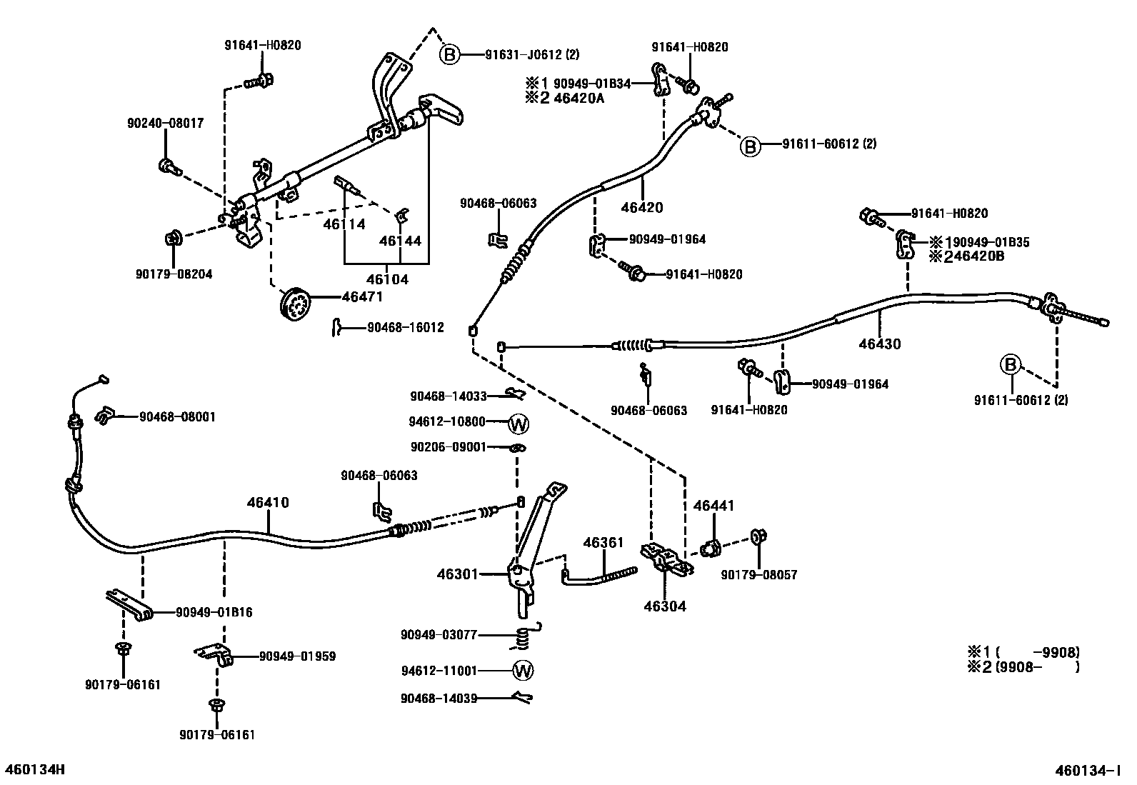 Toyota HILUX Parking Brake & Cable EPC diagram — 460134I