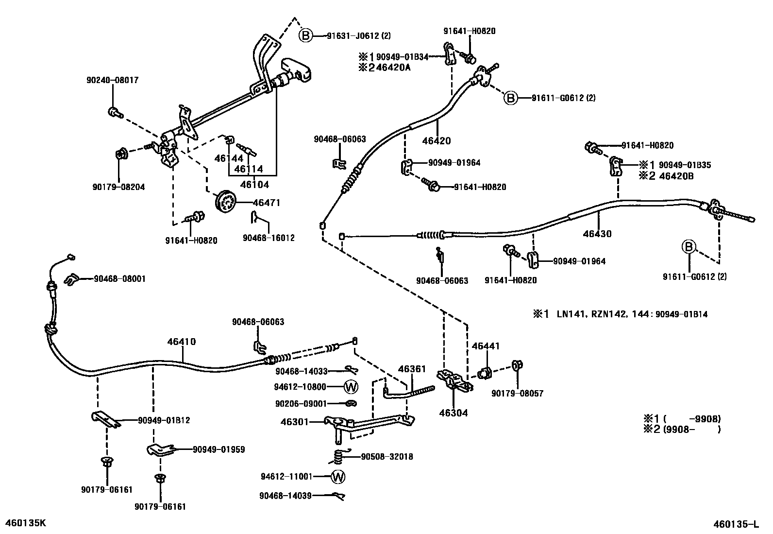 Toyota HILUX Parking Brake & Cable EPC diagram — 460135L