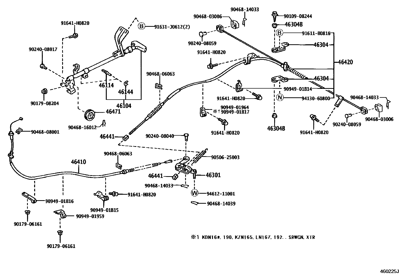 Toyota HILUX Parking Brake & Cable EPC diagram — 460225J