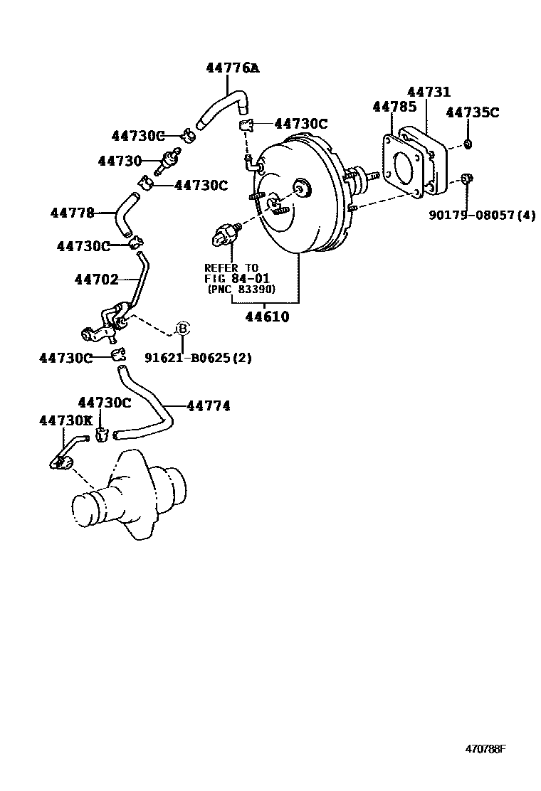 Toyota HILUX 制动助力器和真空管 EPC diagram — 470788F