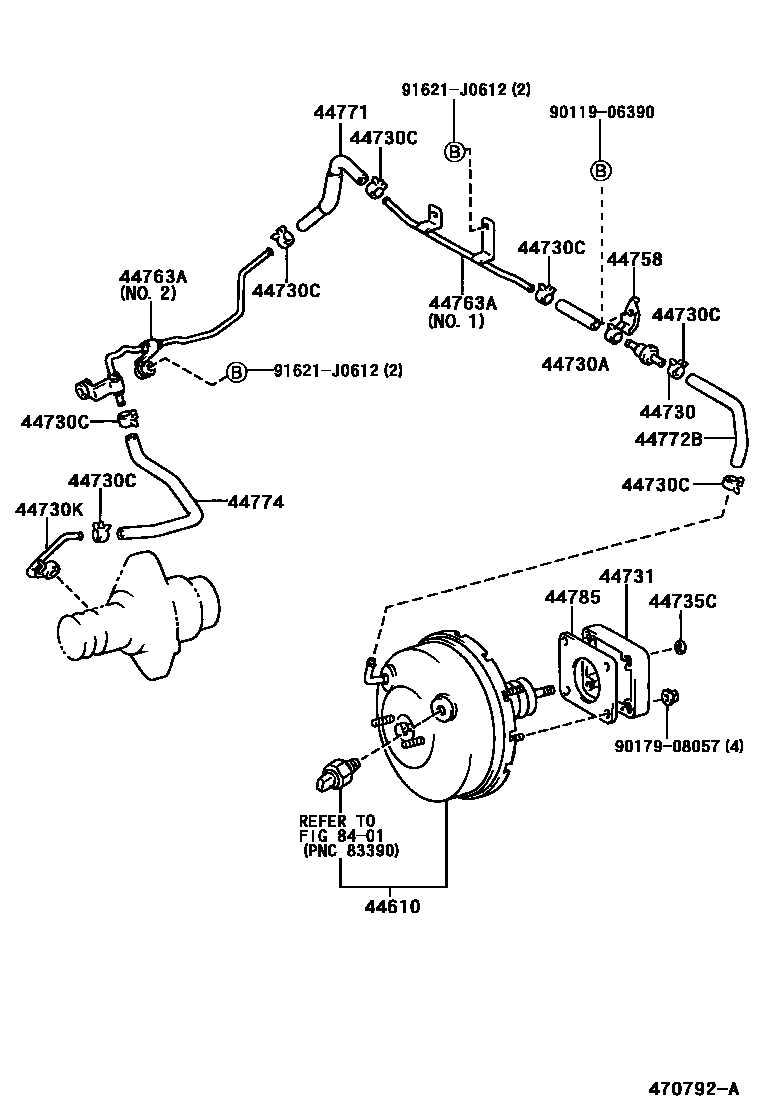Toyota HILUX 制动助力器和真空管 EPC diagram — 470792A