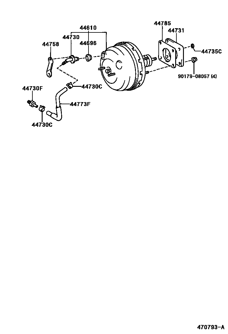 Toyota HILUX 制动助力器和真空管 EPC diagram — 470793A