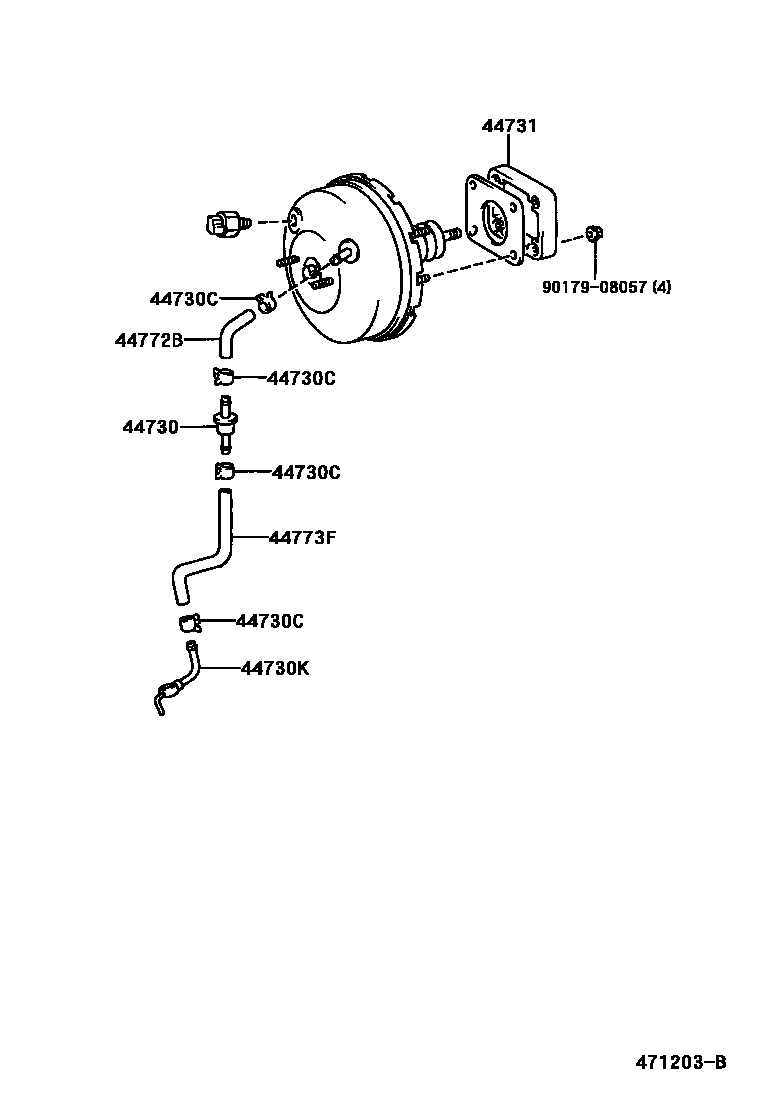 Toyota HILUX 制动助力器和真空管 EPC diagram — 471203B