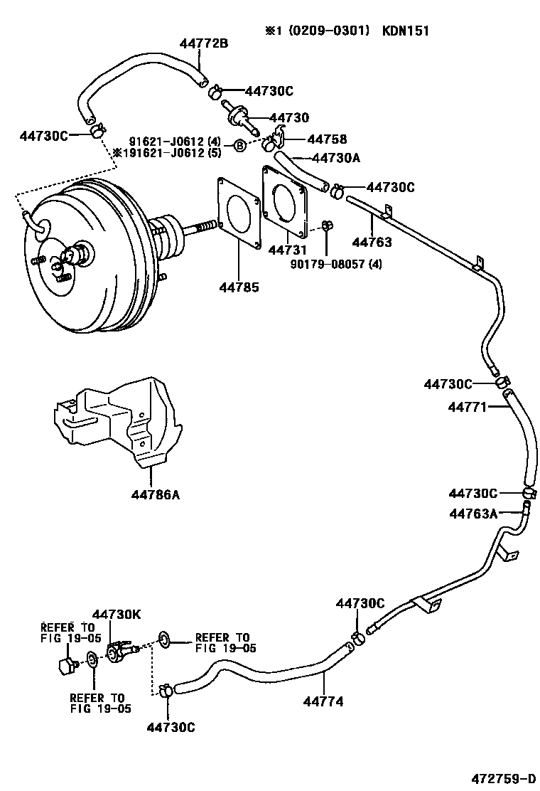 Toyota HILUX 制动助力器和真空管 EPC diagram — 472759D