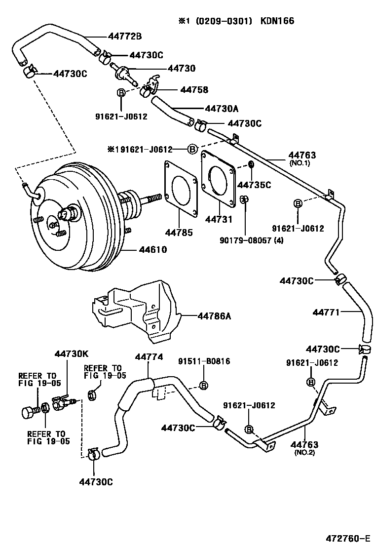 Toyota HILUX 制动助力器和真空管 EPC diagram — 472760E