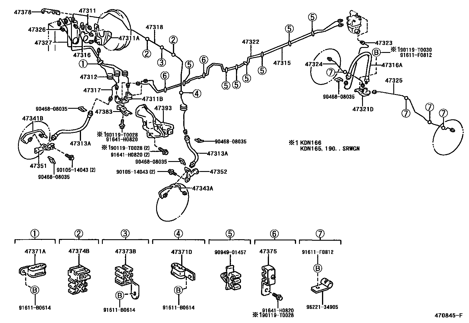 Toyota HILUX 制动配管和卡箍 EPC diagram — 470845F