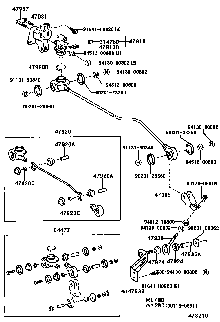 Toyota HILUX 制动配管和卡箍 EPC diagram — 473210