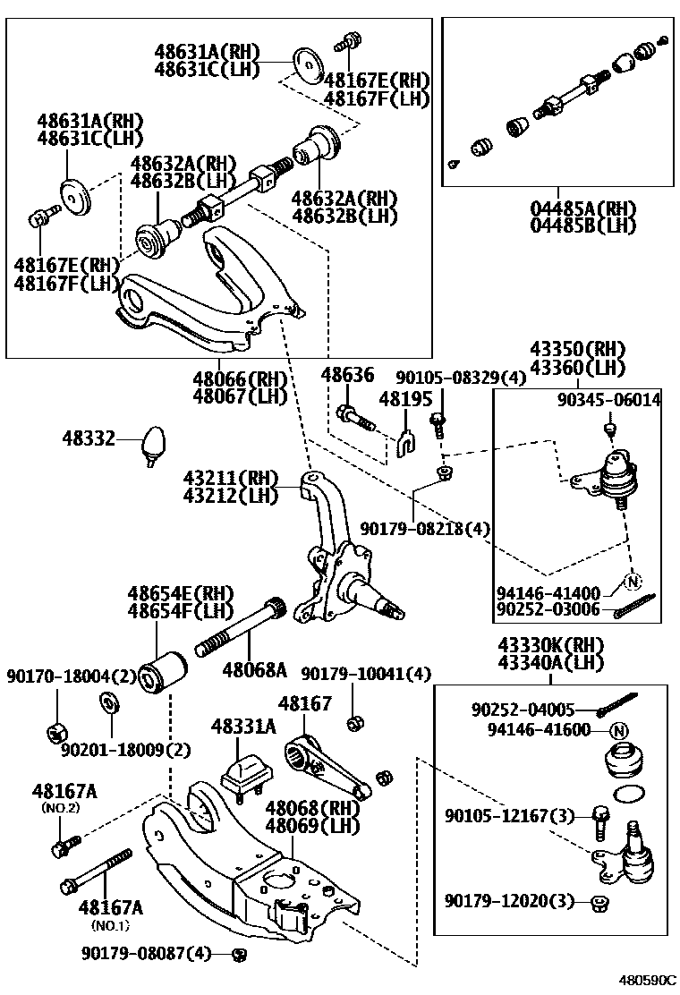 Toyota HILUX 前桥控制臂和转向节 EPC diagram — 480590C