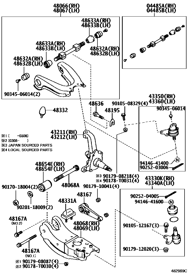 Toyota HILUX 前桥控制臂和转向节 EPC diagram — 482989C