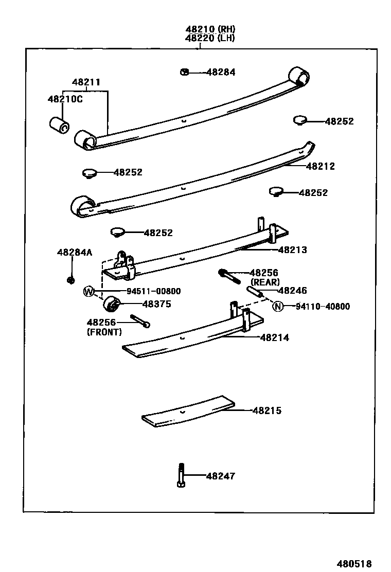 Toyota HILUX Rear Spring & Shock Absorber EPC diagram — 480518